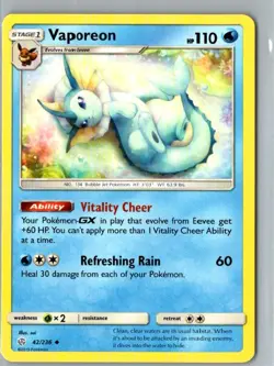 Vaporeon Cosmic Eclipse base set Pokemon TCG - Image 1