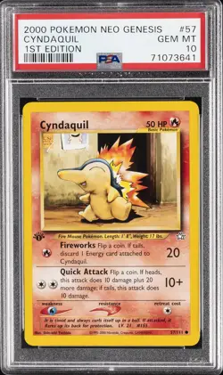 2000 POKEMON NEO GENESIS 1ST EDITION #57 CYNDAQUIL PSA 10 - Image 1