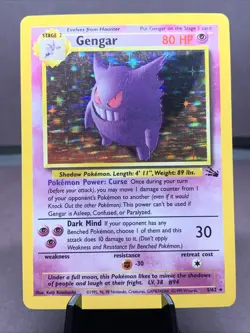 Pokemon TCG Gengar 5/62 Holo Rare Fossil Set 1999 VTG WOTC LP-/MP+ - Image 1