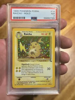 Pokemon 1999 Raichu PSA 7 HOLO 14/62 WOTC Fossil Set - Image 1