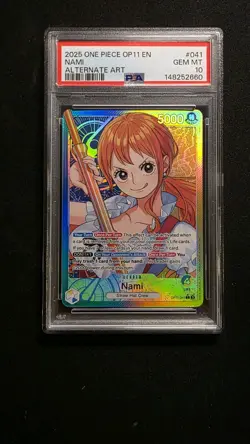 2025 ONE PIECE ENGLISH OP11-A FIST OF DIVINE SPEED 041 NAMI ALT ART PSA 10 - Image 1