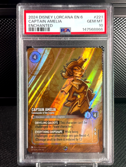 2024 Disney Lorcana EN6 Captain Amelia Enchanted Full Art SP PSA 10 GEM MT #221 - Image 1