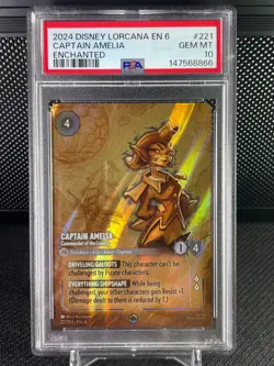 2024 Disney Lorcana EN6 Captain Amelia Enchanted Full Art SP PSA 10 GEM MT #221 - Image 2