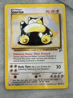 Snorlax 030/130 Base Set 2 Regular Rare HP/DMG Vintage 2000 Pokemon Card - Image 1