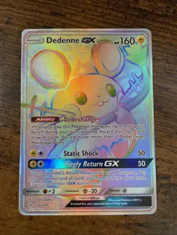 Pokemon TCG Unbroken Bonds Dedenne GX 219/214 Secret Rare Rainbow Card DMG - Image 1