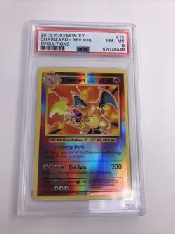Pokemon PSA 8 Charizard Reverse Foil XY Evolutions 2016 Holo #11/108 Card - Image 1