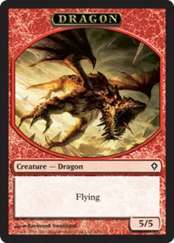 4 x Dragon Token - Worldwake - Moderate Play - MTG - Image 1