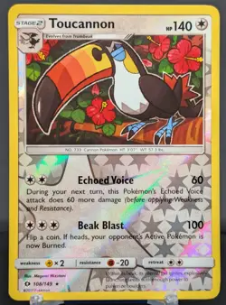 Pokemon Toucannon #108/149 English Sun & Moon Reverse Holo - Image 1