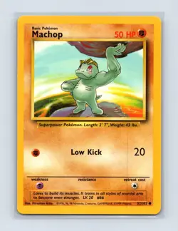 Machop 52/102 Common Base Set Unlimited Pokemon Lightly Played - Image 1