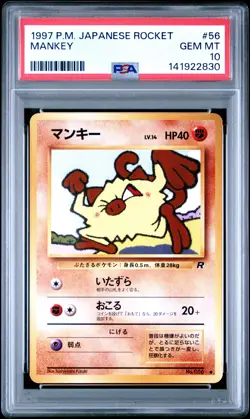 1997 POKEMON JPN ROCKET #56 MANKEY PSA 10 - Image 1
