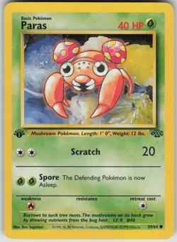 Pokemon TCG Paras Common Jungle 1st Edition 59/64 - Image 1