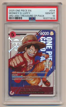 PSA 10 One Piece 3rd Anniversary Treasure Monkey D. Luffy ST21-014 GEM MINT - Image 1