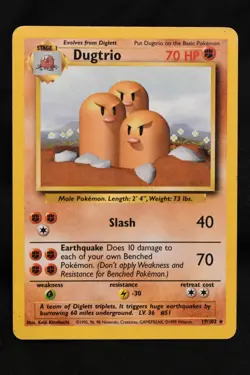 Dugtrio 19/102 MP Base Set Regular Rare Unlimited Pokemon TCG Card - Image 1