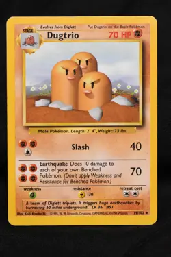 Dugtrio 19/102 MP Base Set Regular Rare Unlimited Pokemon TCG Card - Image 2