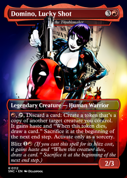 Jaxis, The Troublemaker (Domino Deadpool) Foil Custom sticker bulk MTG Commander - Image 1