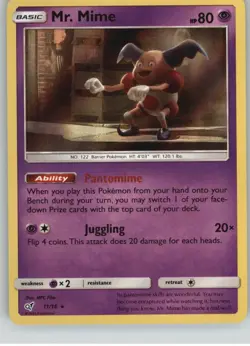 Mr. Mime 11/18 Rare Detective Pikachu Pokemon Holo Near Mint - Image 1