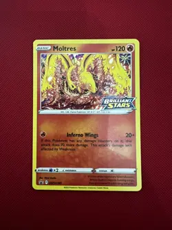 Pokemon TCG Moltres SWSH 185 Brilliant Stars Stamped Pre Release Promo NM - Image 1