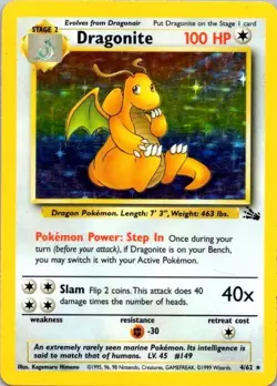 Pokemon TCG Fossil - Dragonite Holo 4/62 MP (SKU 1-5) - Image 1
