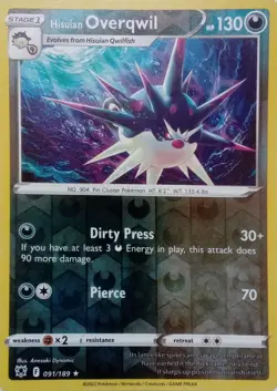 HISUIAN OVERQWIL - REVERSE HOLO - ASTRAL RADIANCE - POKEMON CARD TCG - 091/189 - Image 1