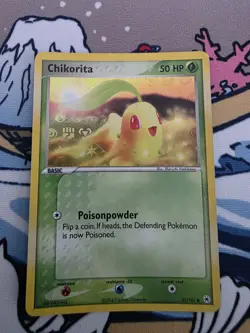 Pokemon Chikorita TCG Reverse Holo Card 55/101 EX Hidden Legends 2004 - Image 1