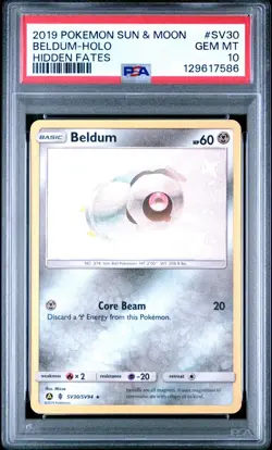 2019 Pokemon Hidden Fates #SV30 Beldum Holo PSA 10 Card GEM MINT! Trusted Seller - Image 1