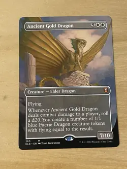 MTG Ancient Gold Dragon BORDERLESS NM CLB: Battle for Baldur's Gate #365 - Image 1