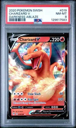 2022 Pokemon Brilliant Stars # 019 Charizard V PSA 8 Card NM-MINT Trusted Seller - Image 1