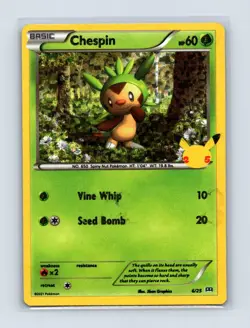 Chespin 006/025 Promo McDonald's 25th Anniversary Promos Pokemon Holo LP - Image 1