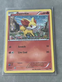 McDonald's Fennekin 3/12 Holo Foil Pokemon TCG Card 2014 Promo, Played - Image 1
