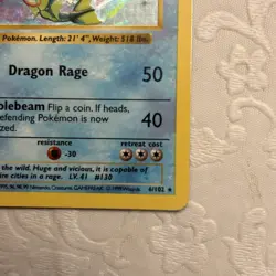 Pokemon TCG Gyarados Base Set Shadowless Holo Rare 6/102 1999 - DMG - Image 4