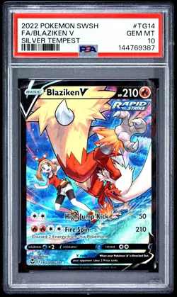 2022 POKEMON SWORD & SHIELD SILVER TEMPEST #TG14 FULL ART/BLAZIKEN V PSA 10 - Image 1