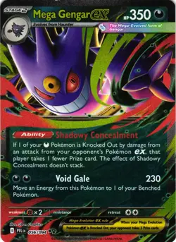 Mega Gengar ex 056/094 Double Rare Phantasmal Flames Pokemon - Image 1