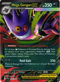Mega Gengar ex 056/094 Double Rare Phantasmal Flames Pokemon - Image 1