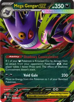 Mega Gengar ex 056/094 Double Rare Phantasmal Flames Pokemon - Image 1
