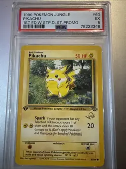 1999 WOTC POKEMON JUNGLE 1ST EDITION PIKACHU 60/64 W STAMP DUELIST PROMO PSA - Image 1