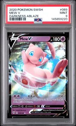 2020 Pokemon Sword & Shield Darkness Ablaze 069 Mew V PSA 9 145859220 - Image 1