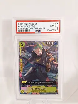 2025 One Piece Roronoa Zoro (Illustration Box Vol.3) OP07-113 PSA 10 Gem Mint - Image 1