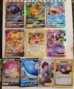 Pokemon 10 card Lot Mewtwo EX GX V Holo Holographic full Art Pikachu Birthday - Image 1