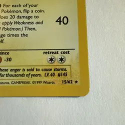 Pokemon Card 1999-2000 Fossil Zapdos Cosmos Holo Rare 15/62 HP - Image 5