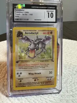 Pokemon Aerodactyl 1/62 Holo 1st Edition Fossil CGC 10 GEM MINT 1999 - Image 1