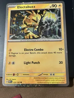 Pokemon TCG Electabuzz Pokemon Promos 125/165 Holo Promo Cosmos Holo Rare Promo - Image 1