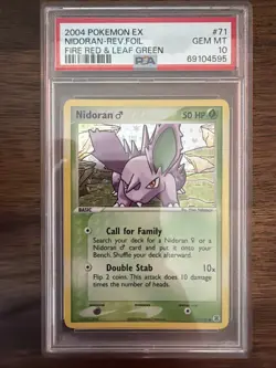 2004 Pokemon EX FireRed & LeafGreen 71 Nidoran Reverse PSA 10 Gem Mint - Image 1