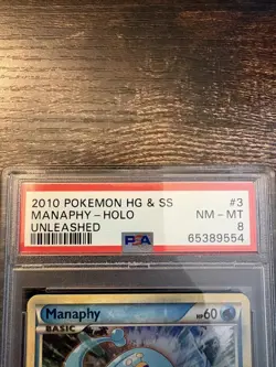 Pokemon TCG PSA 8 Manaphy Holo Unleashed SWIRL 3/95 *LOW POP* - Image 2