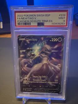 Pokemon Go Mewtwo V Black Star Promo BSP SWSH229 Full Art Holo 2022 PSA 9 - Image 1