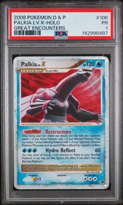 2008 POKEMON DIAMOND & PEARL GREAT ENCOUNTERS #106 PALKIA LV.X-HOLO PSA 1 - Image 1