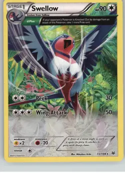 Swellow 72/108 Holo Rare Roaring Skies Pokemon Near Mint - Image 1