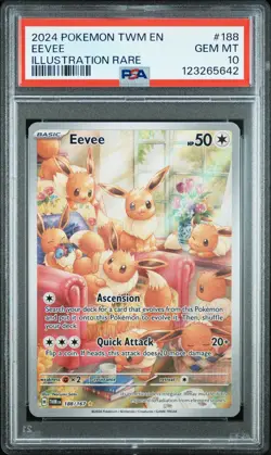 2024 POKEMON TWM EN-TWILIGHT MASQUERADE ILLUSTRATION RARE #188 EEVEE PSA 10 - Image 1