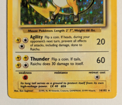 Pokemon TCG Raichu 14 / 102 Unlimited Base Set Holo LP - Image 4