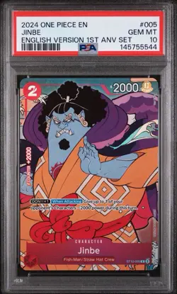 2024 One Piece English Version 1st Anniversary Set #005 Jinbe PSA 10 GEM MINT - Image 1