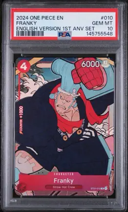 2024 One Piece English Version 1st Anniversary Set #010 Franky PSA 10 GEM MINT - Image 1